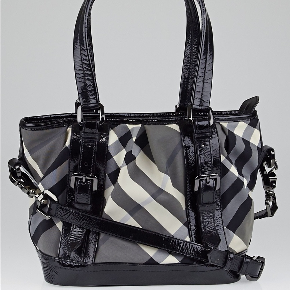 Burberry Black Beat Check Tote Bag
